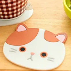 Glasunderlägg-Söt katt silikongummiunderlägg set för dryckesglas - 6 st