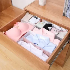 4st Lådavdelare Organizer Plast Lådförvaringsvägg Hem Justerbar klaff Vit Förlängd 47x7CM