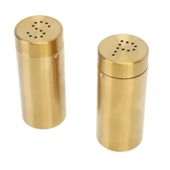 Salt- & Pepparströare-2st Salt Peppar kryddflaska Professionell 304 rostfritt stål kryddflaska för kök Camping Utomhusgrill Guld