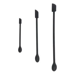 3st spatel livsmedelsklassad silikon med dubbelt huvud fruktsylt grädde Makeup spatel för kök Svart