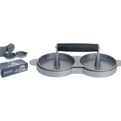 Pressar-STAMPO FÖR 2 HAMBURGER 28X12CM BARBECUE KÖK TILLBEHÖR