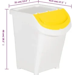 Källsorteringskärl-Stapelbara soptunnor med lock - 3 st | Färg: Vit | Volym: 120 L