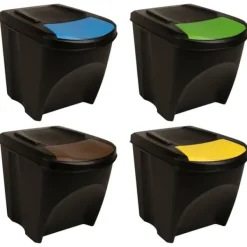 vidaXL Källsorteringskärl-Staplingsbara soptunnor 4 st antracit 100 L