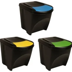 vidaXL Källsorteringskärl-Staplingsbara soptunnor 3 st antracit 75 L