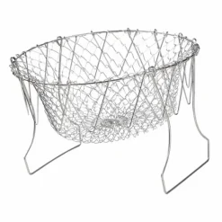 Durkslag & Silar-Stekkorg i rostfritt stål Hopfällbar, måttlig masktäthet, mångsidigt matlagningsnät för kök