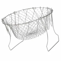 Durkslag & Silar-Stekkorg i rostfritt stål Hopfällbar, måttlig masktäthet, mångsidigt matlagningsnät för kök