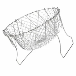 Durkslag & Silar-Stekkorg i rostfritt stål Hopfällbar, måttlig masktäthet, mångsidigt matlagningsnät för kök