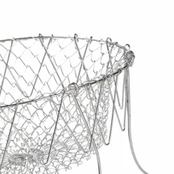 Durkslag & Silar-Stekkorg i rostfritt stål Hopfällbar, måttlig masktäthet, mångsidigt matlagningsnät för kök