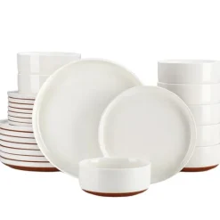 Tallrikar & Bordsserviser-Stengodsservis, Solid Design, För 4 personer,Vit 24 Delar
