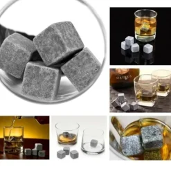 Steniskuber - ChangM - 9st - Naturlig täljsten - Återanvändbar - Förvaringspåse