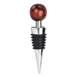 Stilren vinkork / flaskkork i silver med träboll