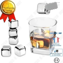 Whiskystenar-Stålis i rostfritt stål - TD® - 6-pack - Återanvändbara - Transparenta - Spegeleffekt