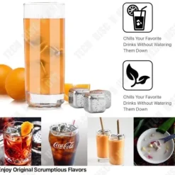 Whiskystenar-Stålis i rostfritt stål - TD® - 6-pack - Återanvändbara - Transparenta - Spegeleffekt