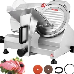 30st/min halvautomatisk elektrisk köttskärare med 20,3cm blad, 0-12mm justerbar skivtjocklek, stor kapacitet, säker design