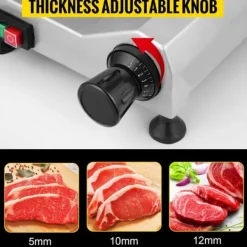 30st/min halvautomatisk elektrisk köttskärare med 20,3cm blad, 0-12mm justerbar skivtjocklek, stor kapacitet, säker design