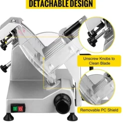 30st/min halvautomatisk elektrisk köttskärare med 20,3cm blad, 0-12mm justerbar skivtjocklek, stor kapacitet, säker design