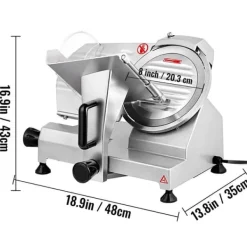 30st/min halvautomatisk elektrisk köttskärare med 20,3cm blad, 0-12mm justerbar skivtjocklek, stor kapacitet, säker design