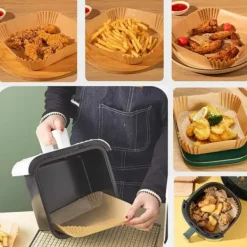 Bakning-STORPACK Fyrkantiga Air Fryer Papper 300-pack för Luftfritös 17cm