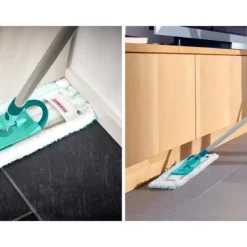 Leifheit Sätt lavegolv med Profi Compact 55092, platt mopp 42 cm med fodral, idealisk för alla släta golv.