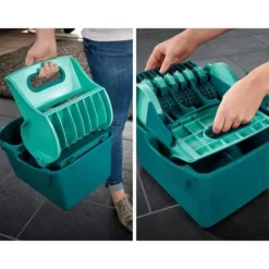 Leifheit Sätt lavegolv med Profi Compact 55092, platt mopp 42 cm med fodral, idealisk för alla släta golv.