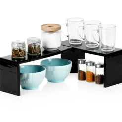 Köksorganiserare-Svart hörnhylla för kök 47x32x15,5 cm