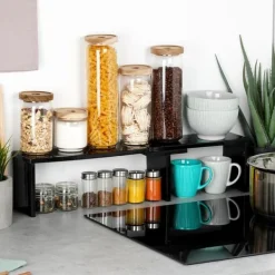 Köksorganiserare-Svart hörnhylla för kök 47x32x15,5 cm