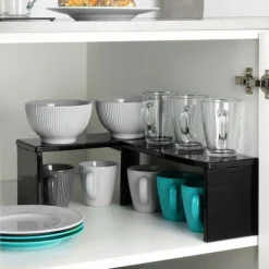 Köksorganiserare-Svart hörnhylla för kök 47x32x15,5 cm