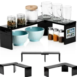 Köksorganiserare-Svart hörnhylla för kök 47x32x15,5 cm