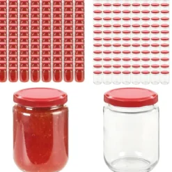 Syltburkar i glas med röda lock 96 st 230 ml - Kakburk - Kakburkar - Home & Living