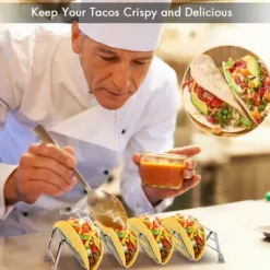 Tacohållare Set med 2, Premium Tacoställ i rostfritt stål för barn, hårda eller mjuka tacos