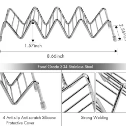 Tacohållare Set med 2, Premium Tacoställ i rostfritt stål för barn, hårda eller mjuka tacos