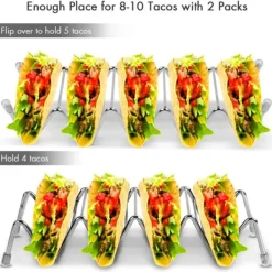 Tacohållare Set med 2, Premium Tacoställ i rostfritt stål för barn, hårda eller mjuka tacos