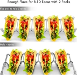 Tacoställ i rostfritt stål 4/5 tacos, tacoställ, tortillaställ för mjuka och hårda tacos i food truck-stil, lämplig för grill och ugn - Diskmaskinssä | CDON