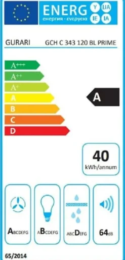 Takfläkt - GURARI - GCH C 343 120 BL PRIME - 120 cm - 1000 m³/h - Svart glas