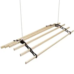 Takhängd Tvättställning - Svart - 1,8 m | Torkställning i Trä Torkhiss Takmonterad Snedtak Horisontellt Tak Hängande Modern Design Stilren Svart Beige | CDON