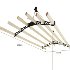 Takhängd Tvättställning - Svart - 1,8 m | Torkställning i Trä Torkhiss Takmonterad Snedtak Horisontellt Tak Hängande Modern Design Stilren Svart Beige | CDON