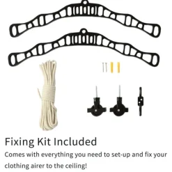 Takhängd Tvättställning - Svart - 1,5 m | Torkställning i Trä Torkhiss Takmonterad Snedtak Horisontellt Tak Hängande Modern Design Stilren Svart Beige | CDON