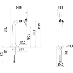 Ölkranar-Tapptorn krom, 1-rad, elegant, toppkvalitet! (Paketpris)