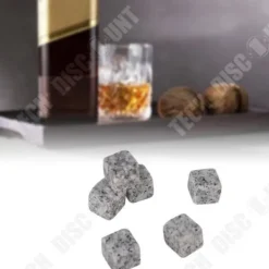 Whiskystenar-TD® 6 grå, svart och vit granit falska isbitar för whiskyformade iskuber Alternativ återanvändbar förvaringslösning
