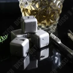 TD® 4 stycken whiskyisbitar i rostfritt stål - Högkylningsteknik - Återanvändbara iskuber - Alkohol och whiskytillbehör