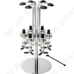 TD® Design 6-flaskställ med aluminiumalkoholdispenser/ 6-huvuden bordsflaska vinhäll