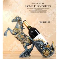 Vinflaskhållare-TD® Väggmonterad vinflaskhållare trä original hästdesign isolerade köksmöbler retro lyxig polerad harts dekoration present