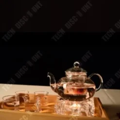 Teapot - TECH DISCOUNT - 600ml - Borosilikatglas - Set med bas och 4 koppar - Vit