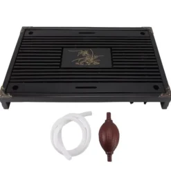 Tebryggare-Tebricka med vattenförvaring och dränering för Gongfu teceremoni - Svart