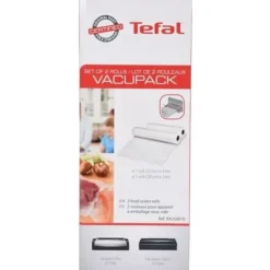 Tefal Vakuumförpackare-- Set med 2 rullar 22×30cm + 28×30cm - Vacupack Plus och Classic - Återanvändbara påsar
