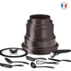 Tefal Köksutrustningsset-L6789102 Ingenio Extreme 15-delade köksredskapsset - Brown Stone Effect - Tillverkad i Frankrike