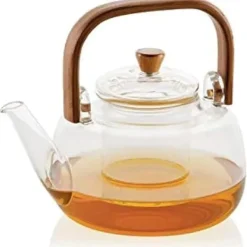 Kaffe- & Tekannor-Tekanna - ANDREA HOUSE - Glas med bambuhandtag - 1L - Filter inkluderet - Til 3 til 4 personer