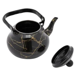 Kaffe- & Tekannor-Tekanna & Kaffekanna i Emalj - Päronformad Spiskanna - Kapacitet 2 L - Vintage Stil - För Gas-, El- och Keramikhäll - Svart