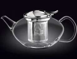 Tekanna 1550 ml Glas med Rostfritt Stålfilter – Värmebeständig Tebryggare