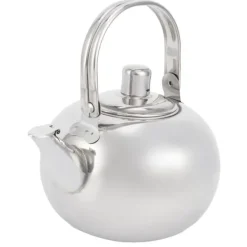 Tekanna i rostfritt stål i 304, platt botten, induktionskokare, vattenkokare, tekanna med filter, silver, 16 cm, 1,2 l